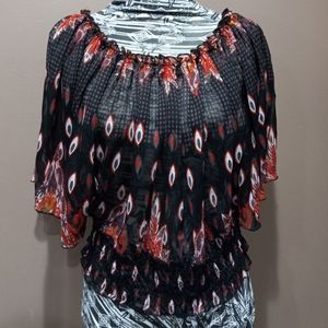 Ultra Pink sheer batwing blouse sz S